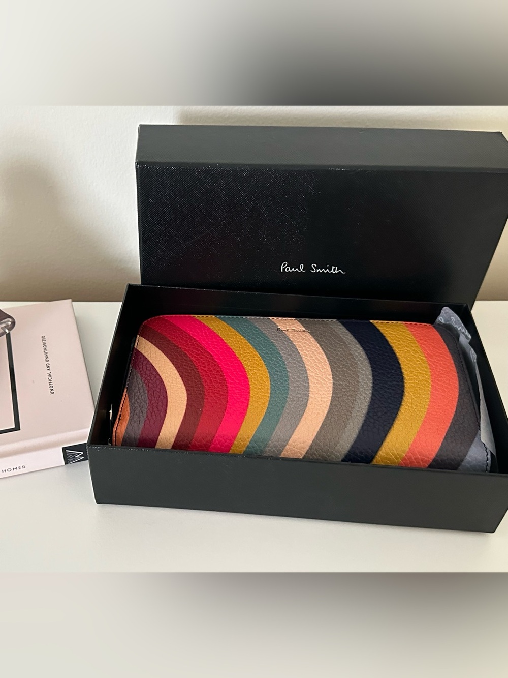Paul Smith Multicolor Wave Zip Card Holder - Pink, Red, Yellow, Blue, Brown
